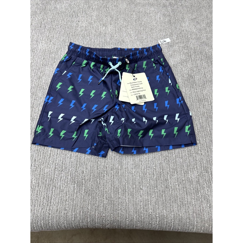 Rokka & Rolla Youth Large Swim Trunks Color Navy Lightning #316 - Picture 9 of 16
